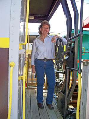 Adrianne on caboose