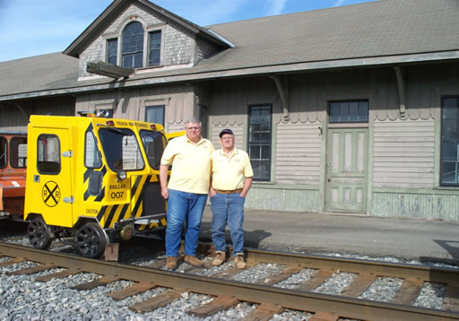 Dan and Harvey at Tully NY Station, beside Railcar 007