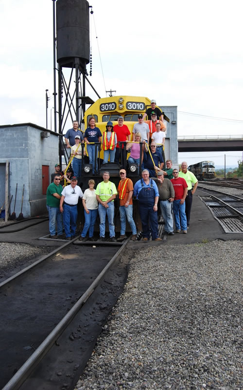 Group shot on locomotive