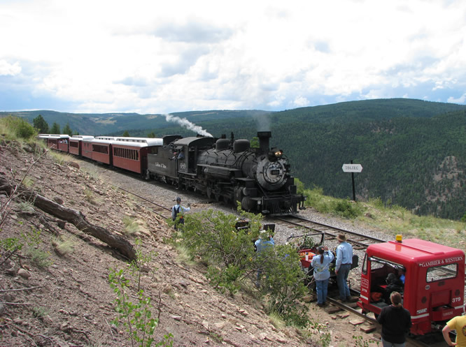 EC Jim McKeel supervises a meet at Toltec Pass on the CTRR