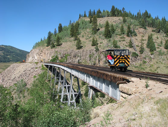 Ted and Rita Posse cross Cascade Trestle on the C&TRR