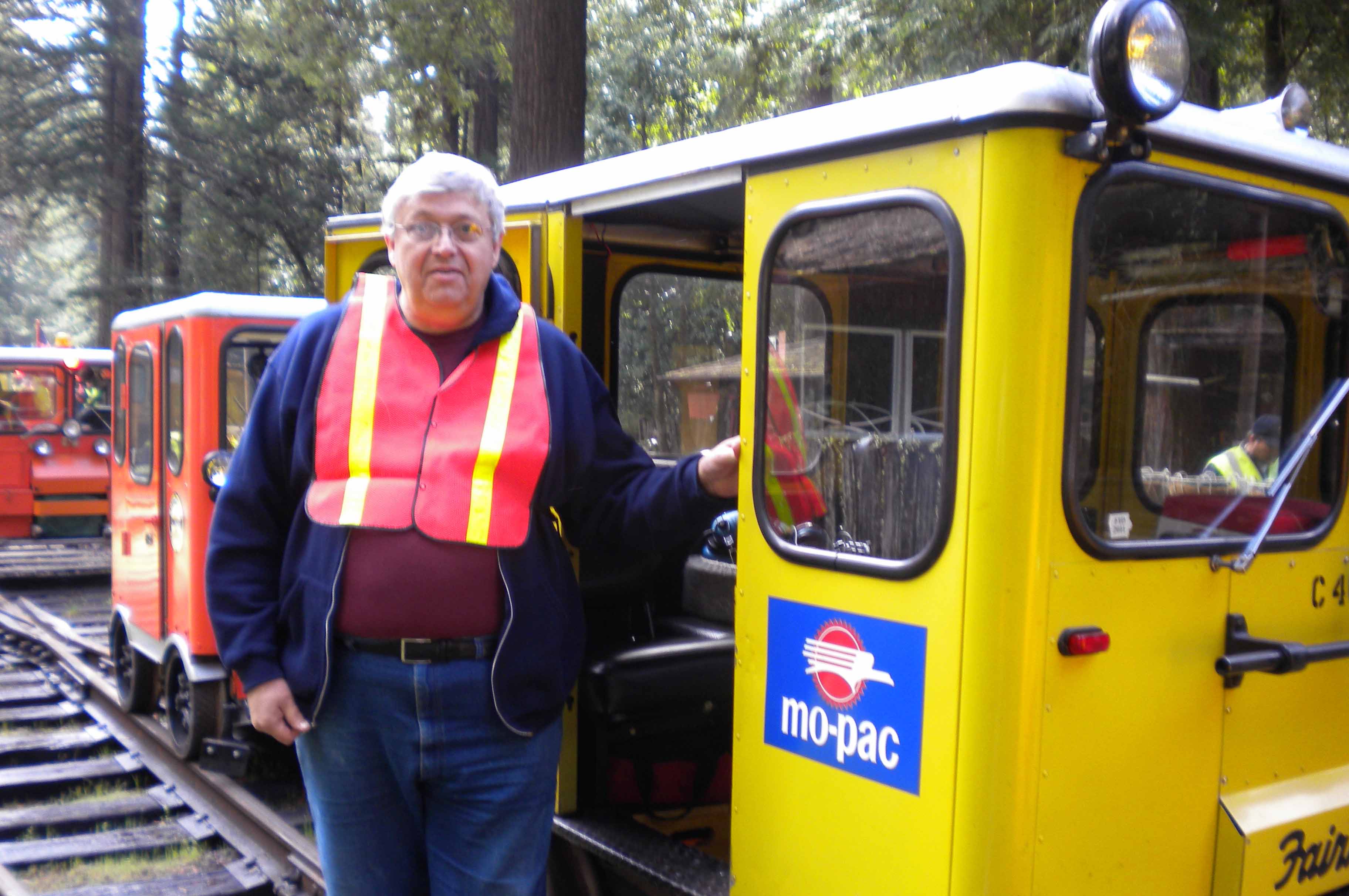 Dan at Combres Pass with his Narrow Gauge Rail Car