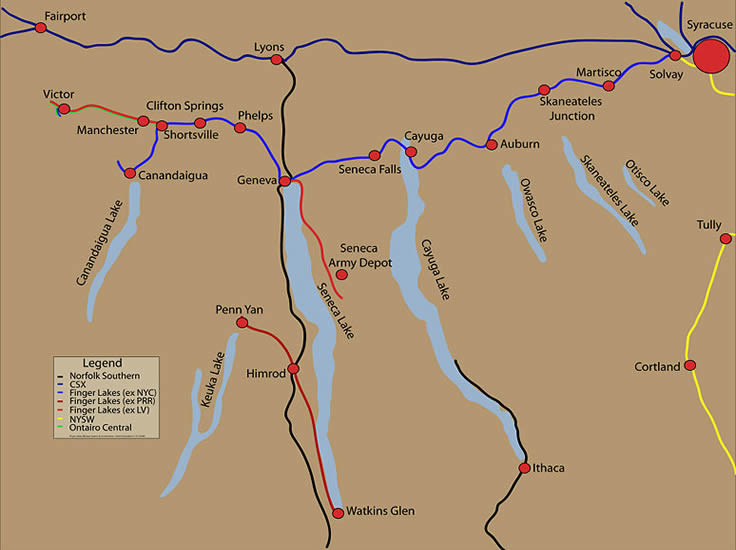 The Finger Lakes Railroad System Map